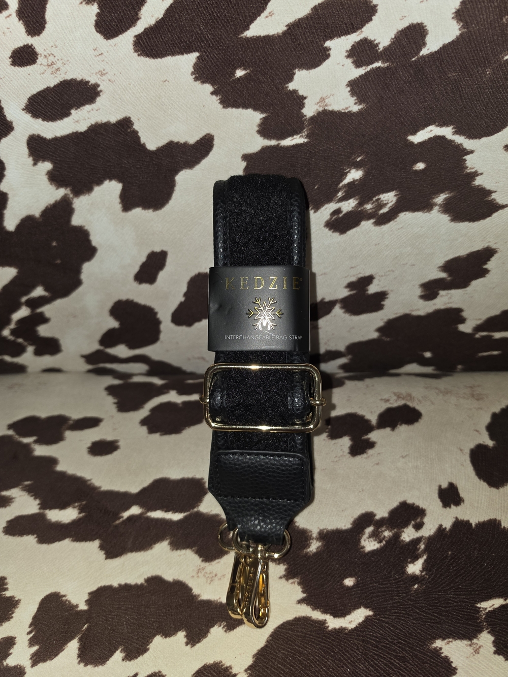 Kedzie Black Interchangeable Bag Strap with Gold Hardware